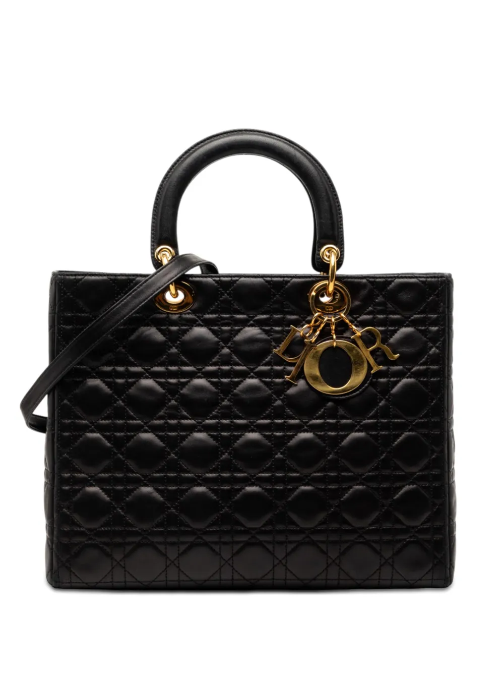 Christian Dior Pre-Owned 1997 Large Lambskin Cannage Lady Dior satchel - Nero