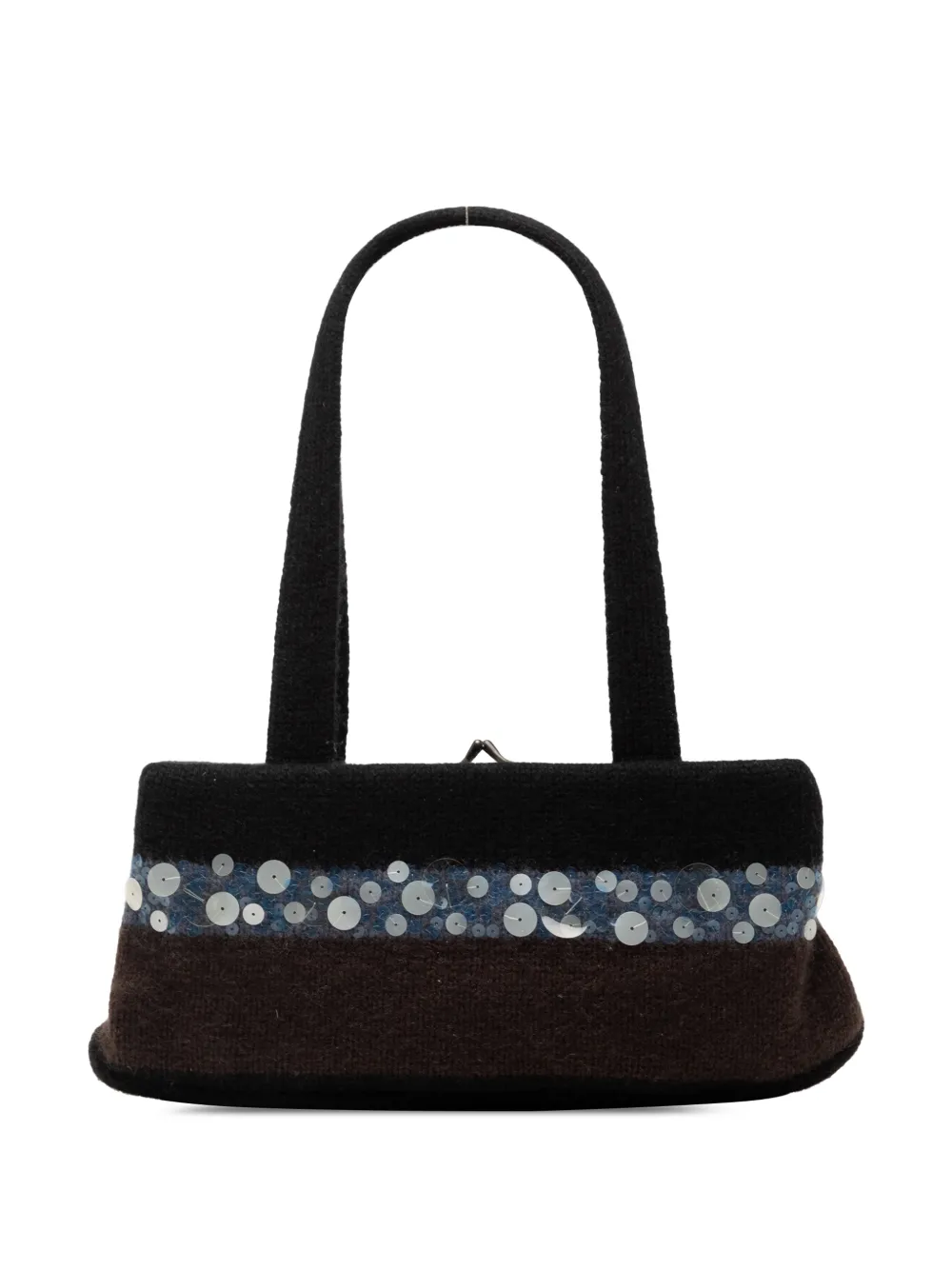 Bottega Veneta Pre-Owned 20th Century Wool and Sequin Embellished Clasp shoulder bag - Nero