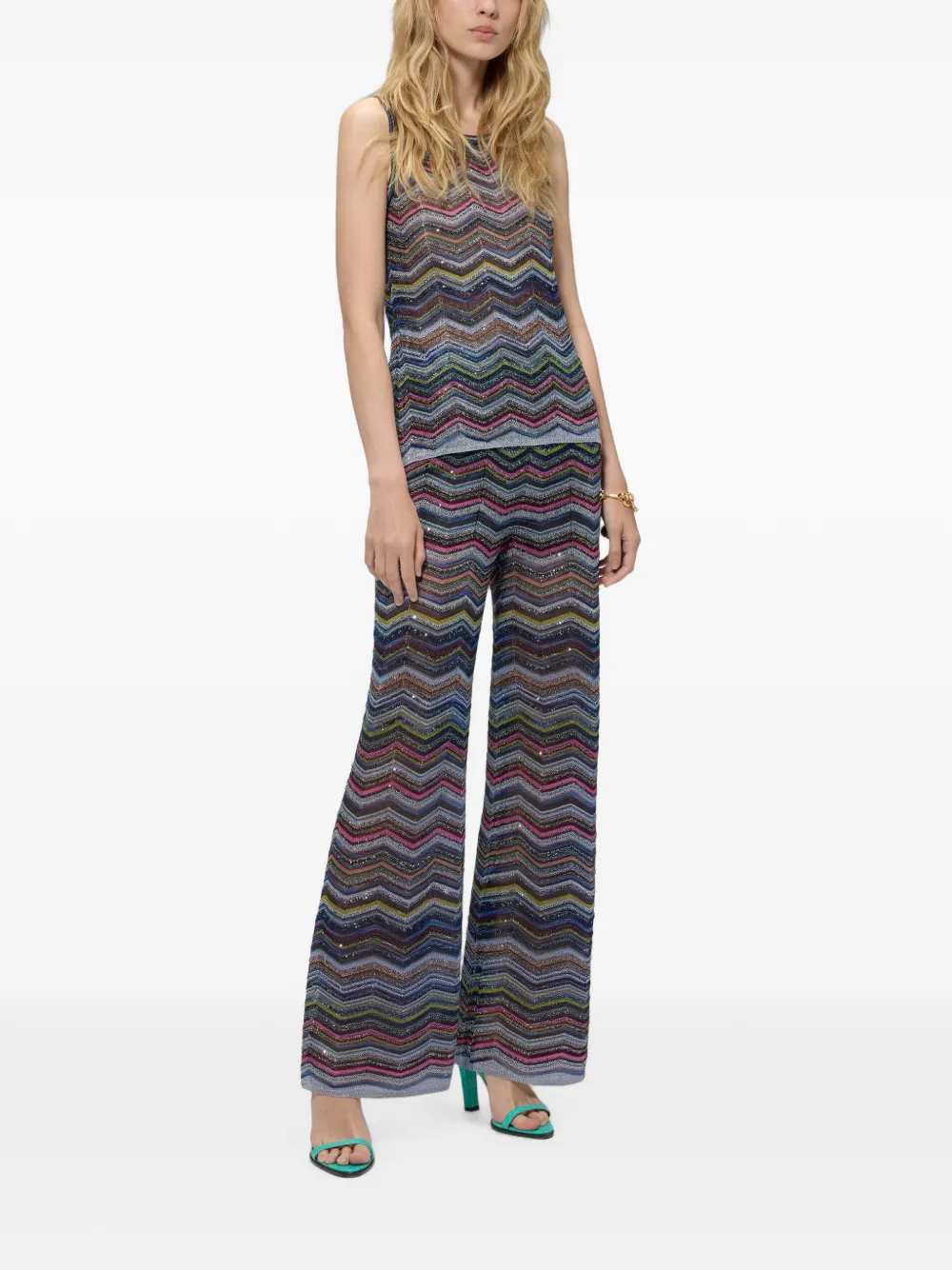 Missoni Chevron palazzo broek met pailletten Blauw