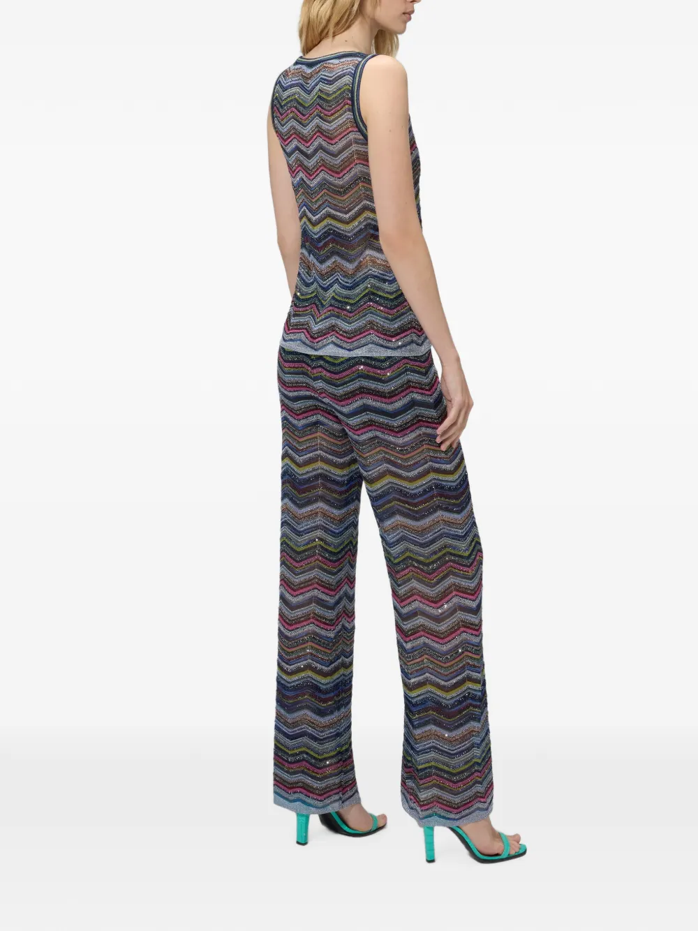 Missoni Chevron palazzo broek met pailletten Blauw