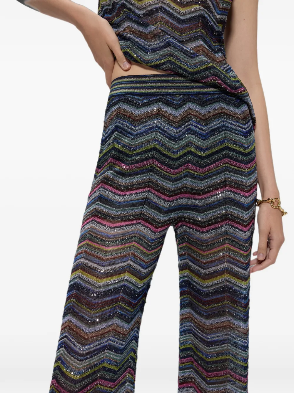 Missoni Chevron palazzo broek met pailletten Blauw