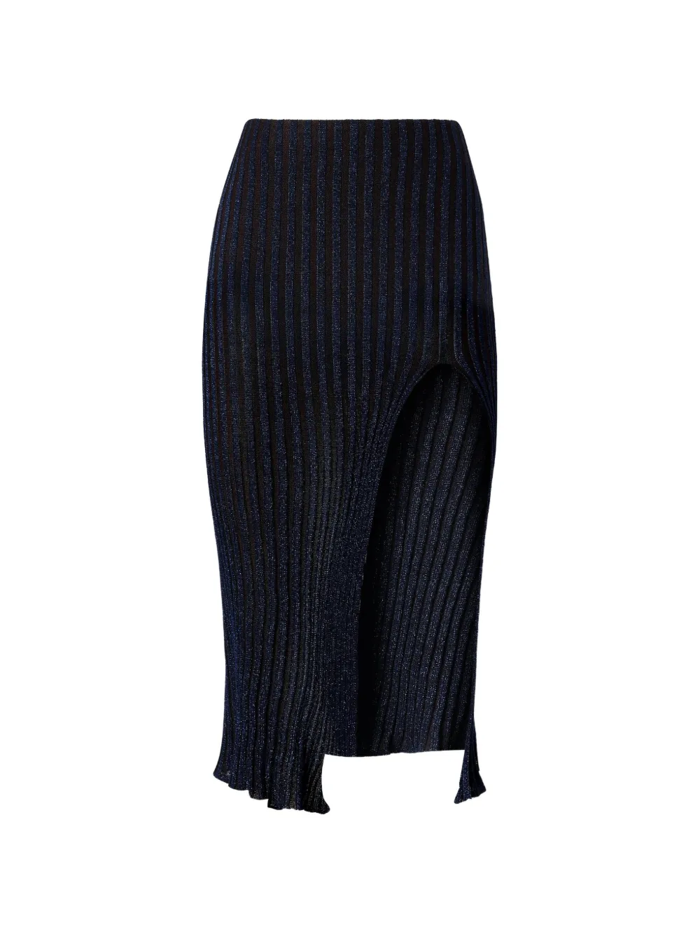 Missoni ribbed viscose lamé midi skirt with slit - Blu
