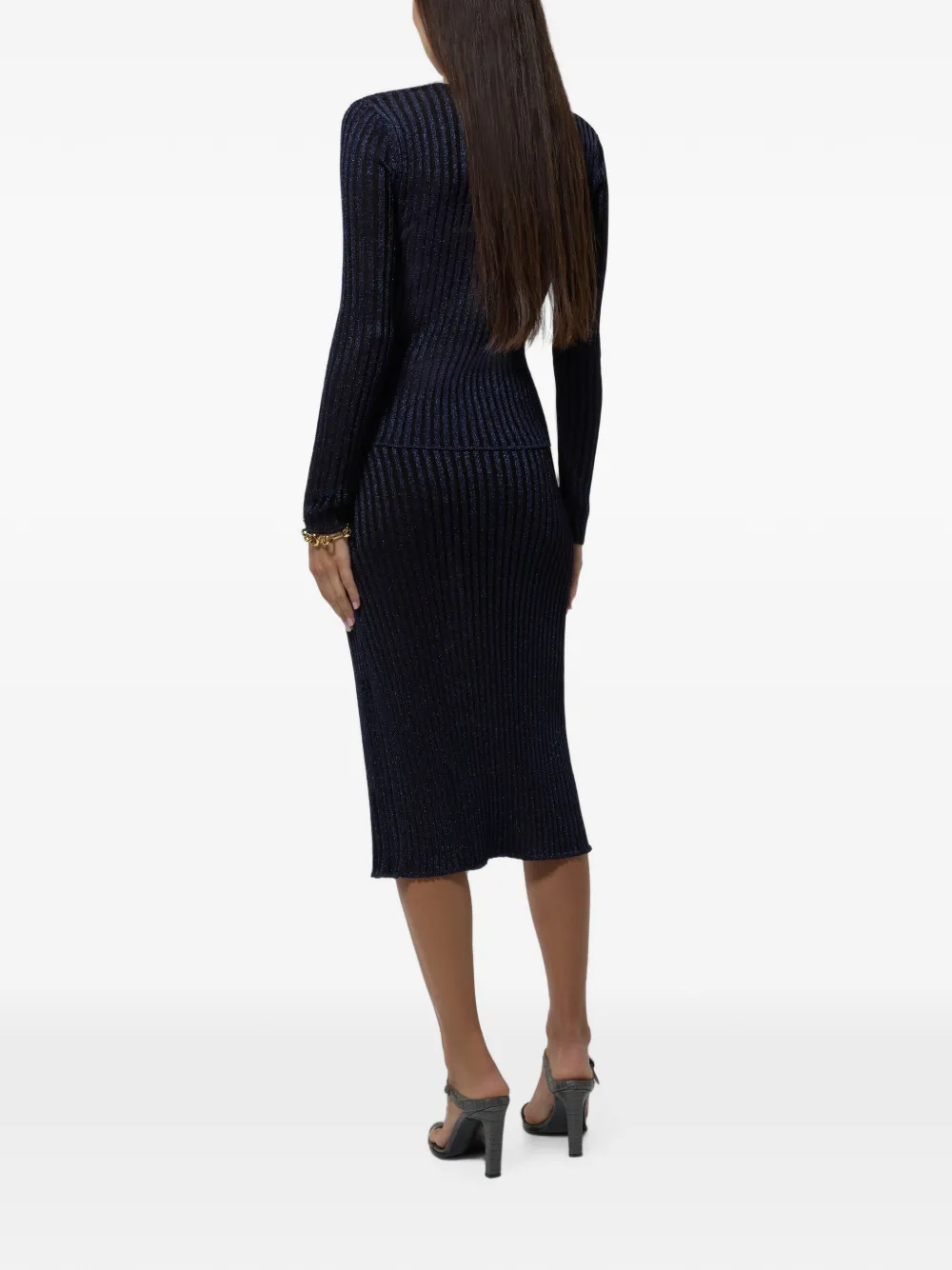 Missoni Geribbelde viscose lamé midi-rok met split Blauw