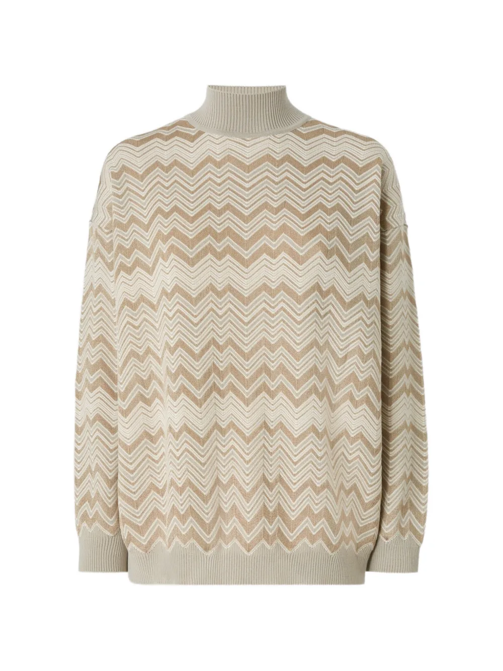 Missoni zigzag-knit high-neck sweater - Nude