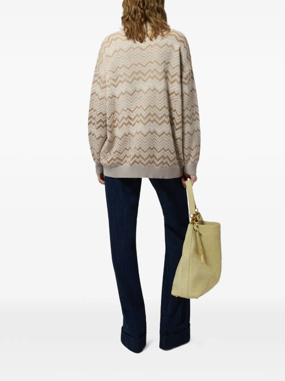 Missoni Trui met hoge hals en zigzagpatroon Beige