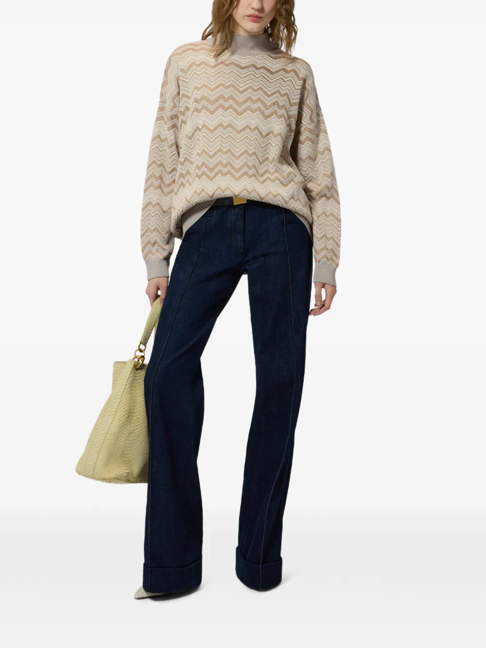 Missoni Trui met hoge hals en zigzagpatroon Beige