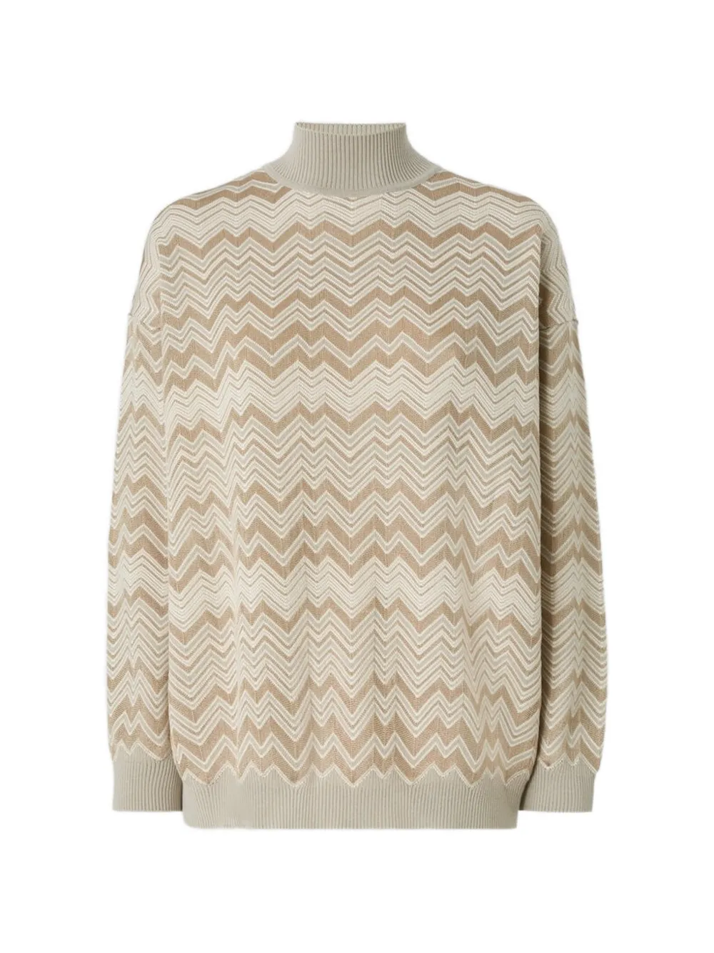 Missoni Trui met hoge hals en zigzagpatroon Beige
