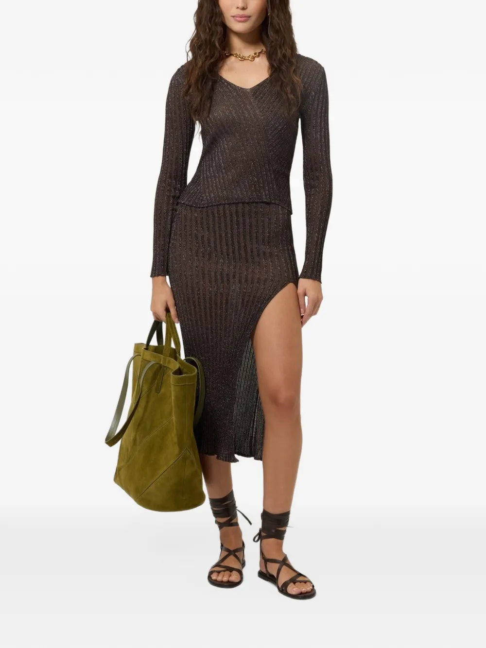 Missoni Rok met zijsplit Bruin