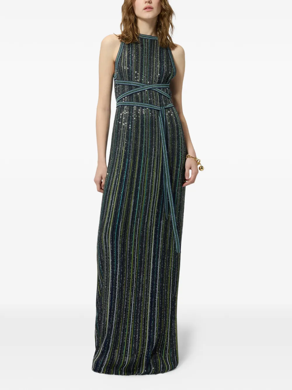 Missoni Gestreepte maxi-jurk met pailletten Groen