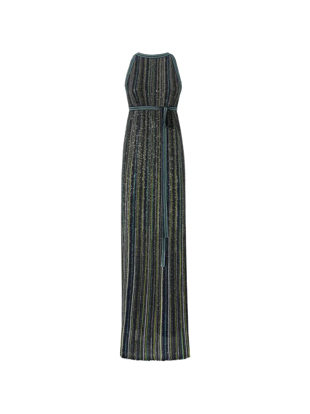 Missoni long striped knit dress with sequins - Verde