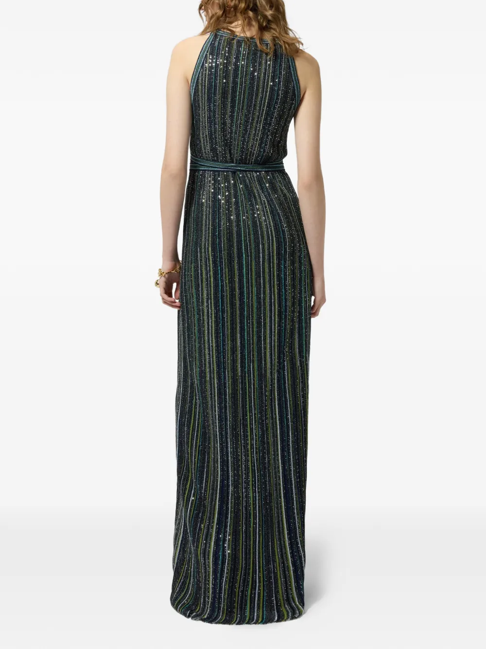 Missoni Gestreepte maxi-jurk met pailletten Groen