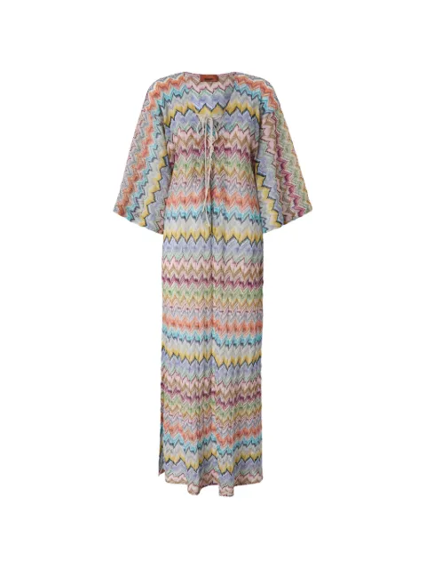 Missoni Zigzag-knit lace-up beach dress