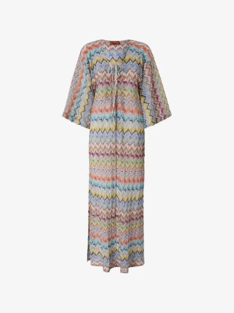 Missoni Zigzag-knit lace-up beach dress