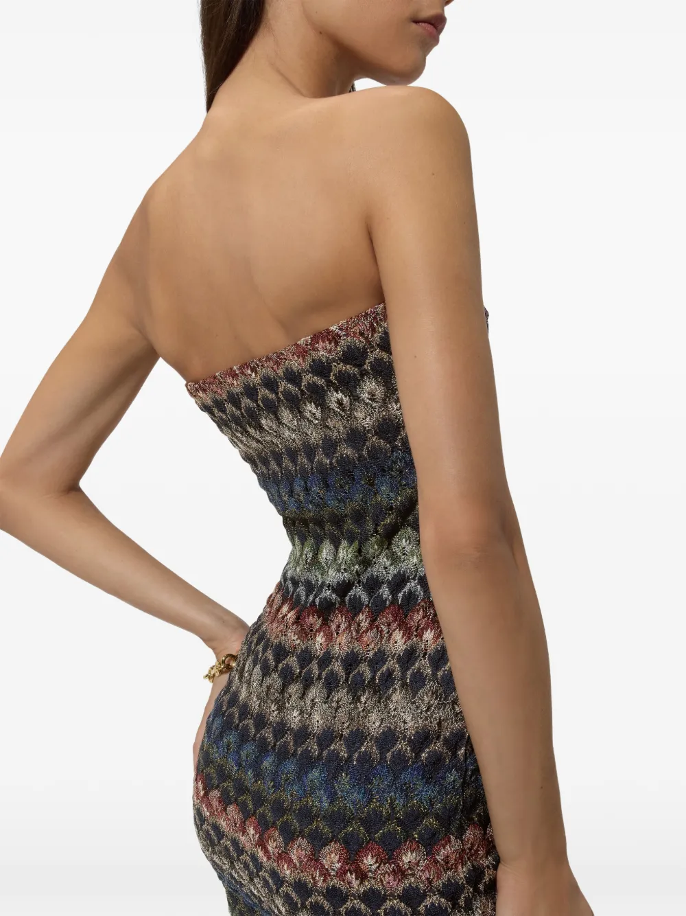 Missoni Bustier mini-jurk met kanten patroon Blauw
