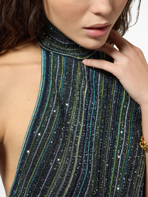 Missoni Mini Dress With Open Back And Sequins | Green