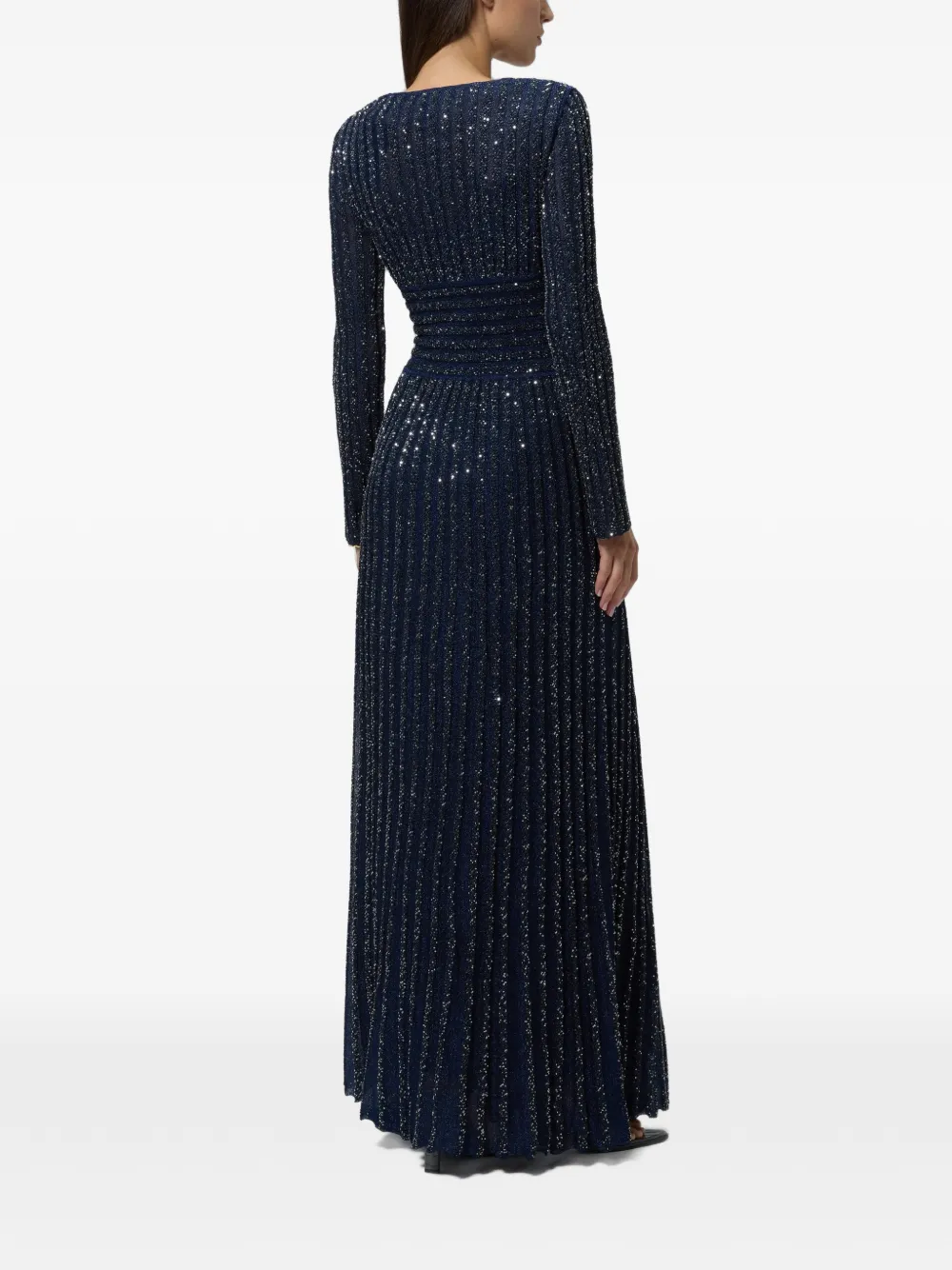 Missoni Maxi-jurk met lange mouwen en diepe hals Blauw