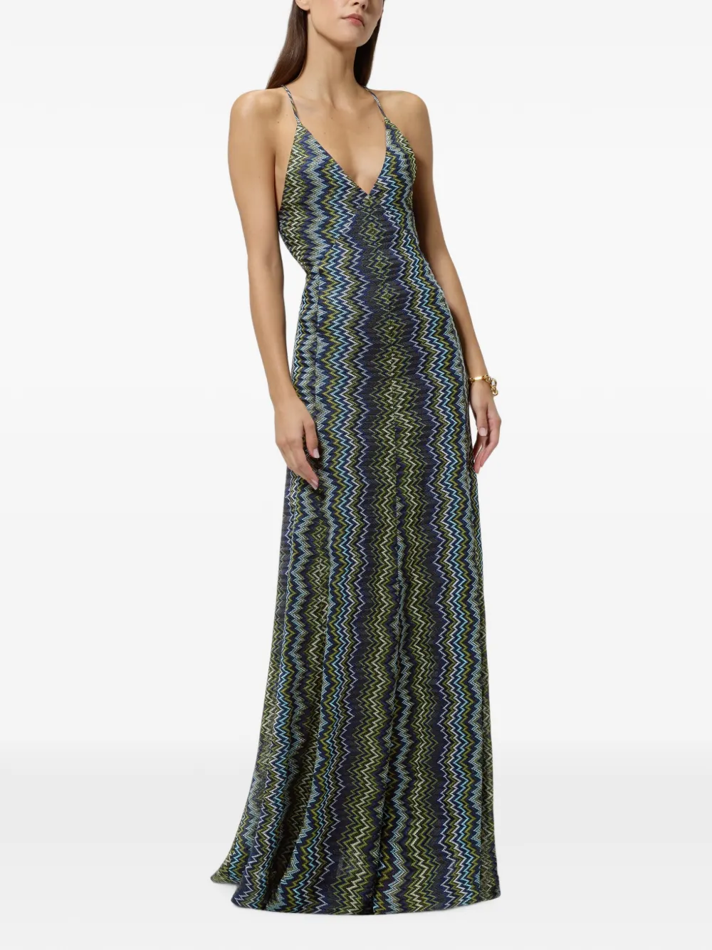 Missoni Lange viscose jurk met slangen-patroon Blauw