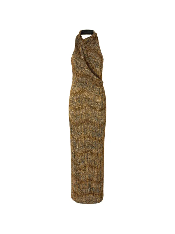 missoni dress glitter sequin-embellished Halterneck | Gold six inch