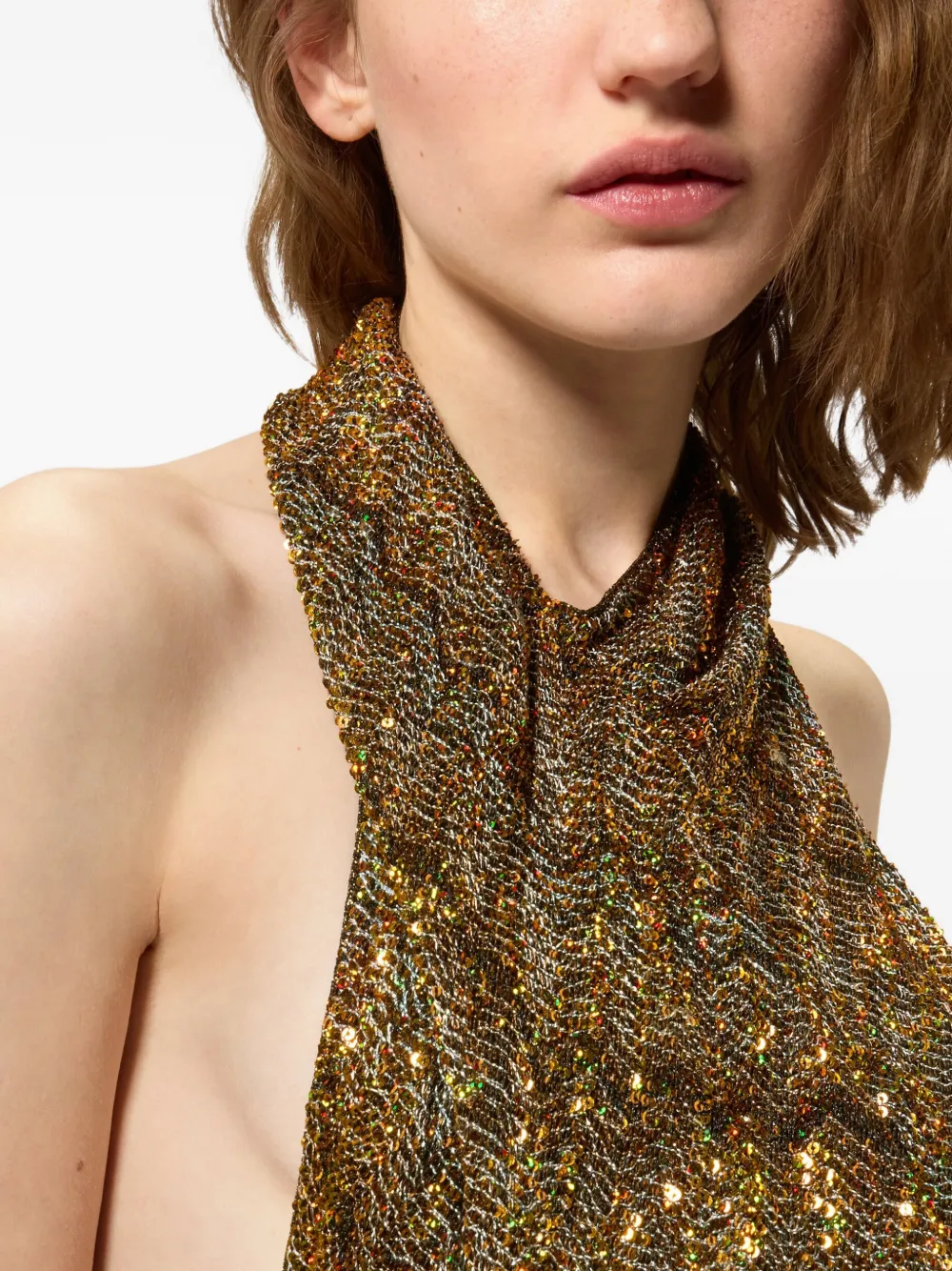 Missoni Jurk met pailletten en halternek Goud