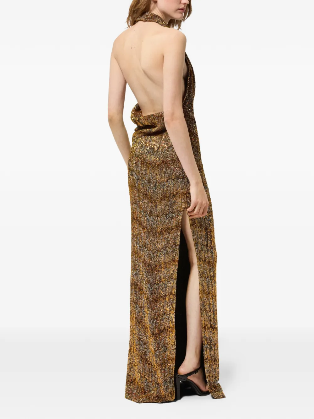 Missoni Jurk met pailletten en halternek Goud