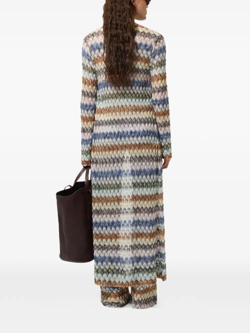 Missoni Lang vest van een viscoseblend en zigzag lamé Beige