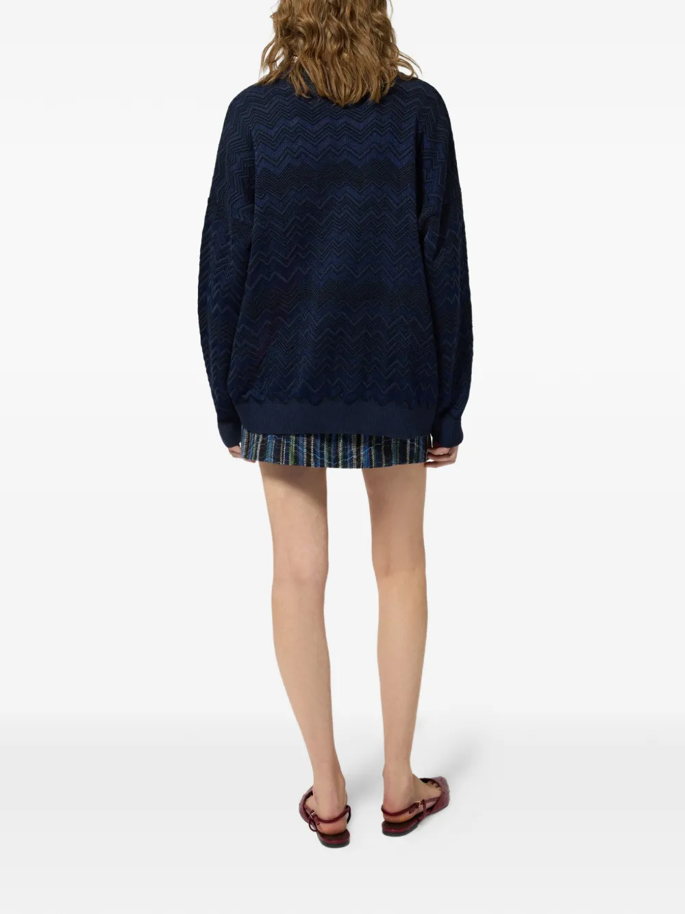 Missoni Trui met V-hals en zigzagpatroon Blauw