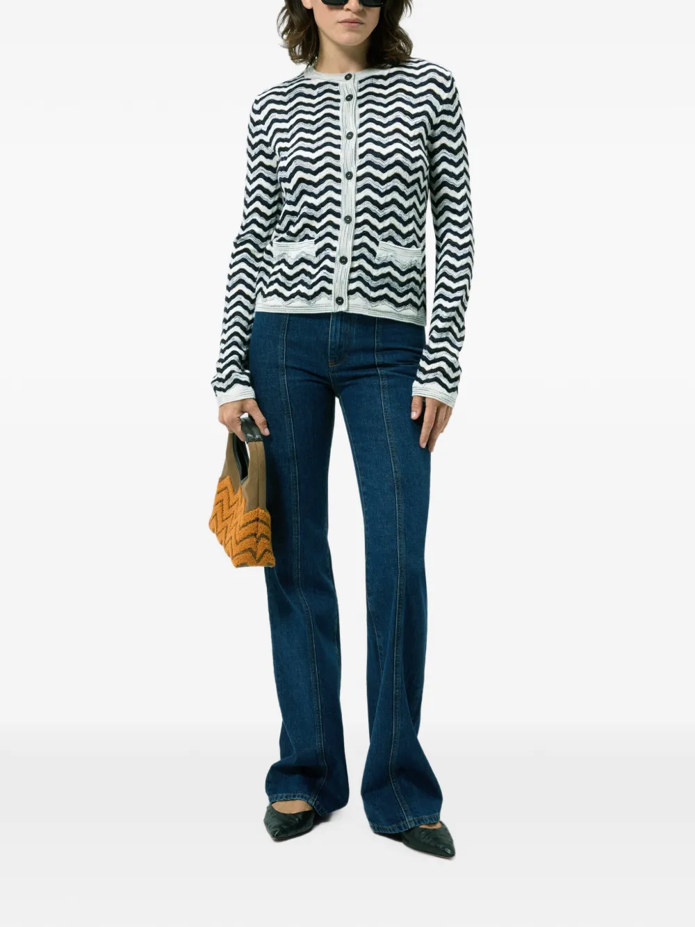 Missoni wave-motif wool and viscose cardigan Wit
