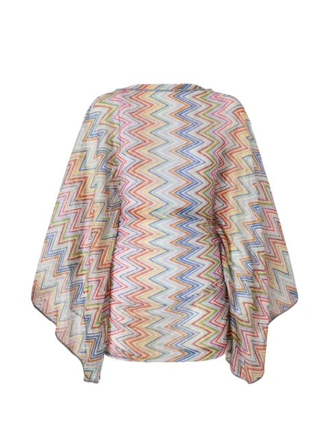 Missoni Zigzag-knit cape-sleeve beach dress