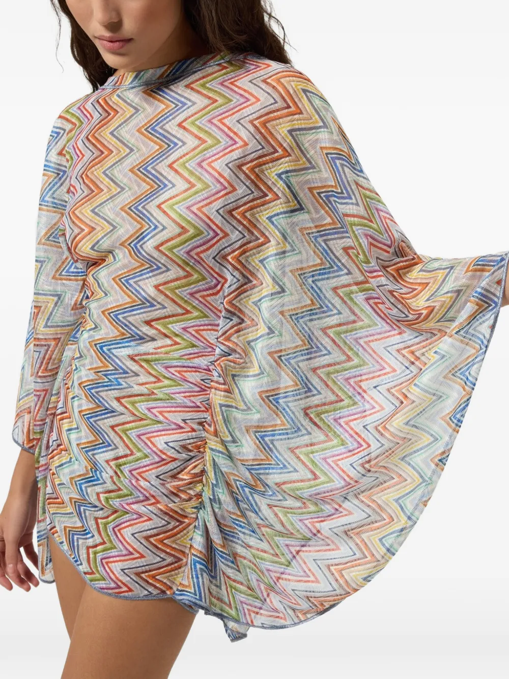 Missoni Strandjurk met capemouwen en zigzagpatroon Wit