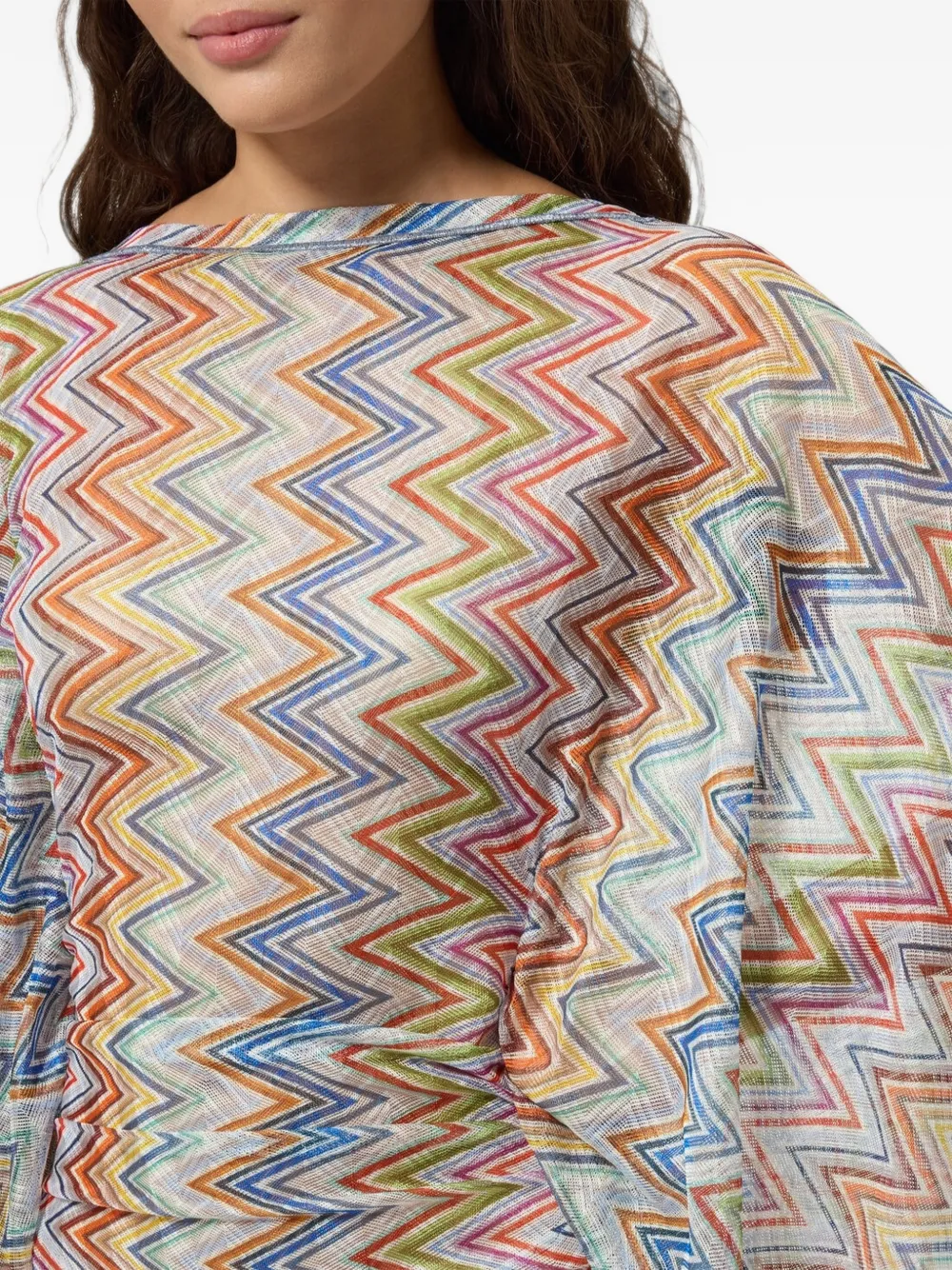 Missoni Strandjurk met capemouwen en zigzagpatroon Wit