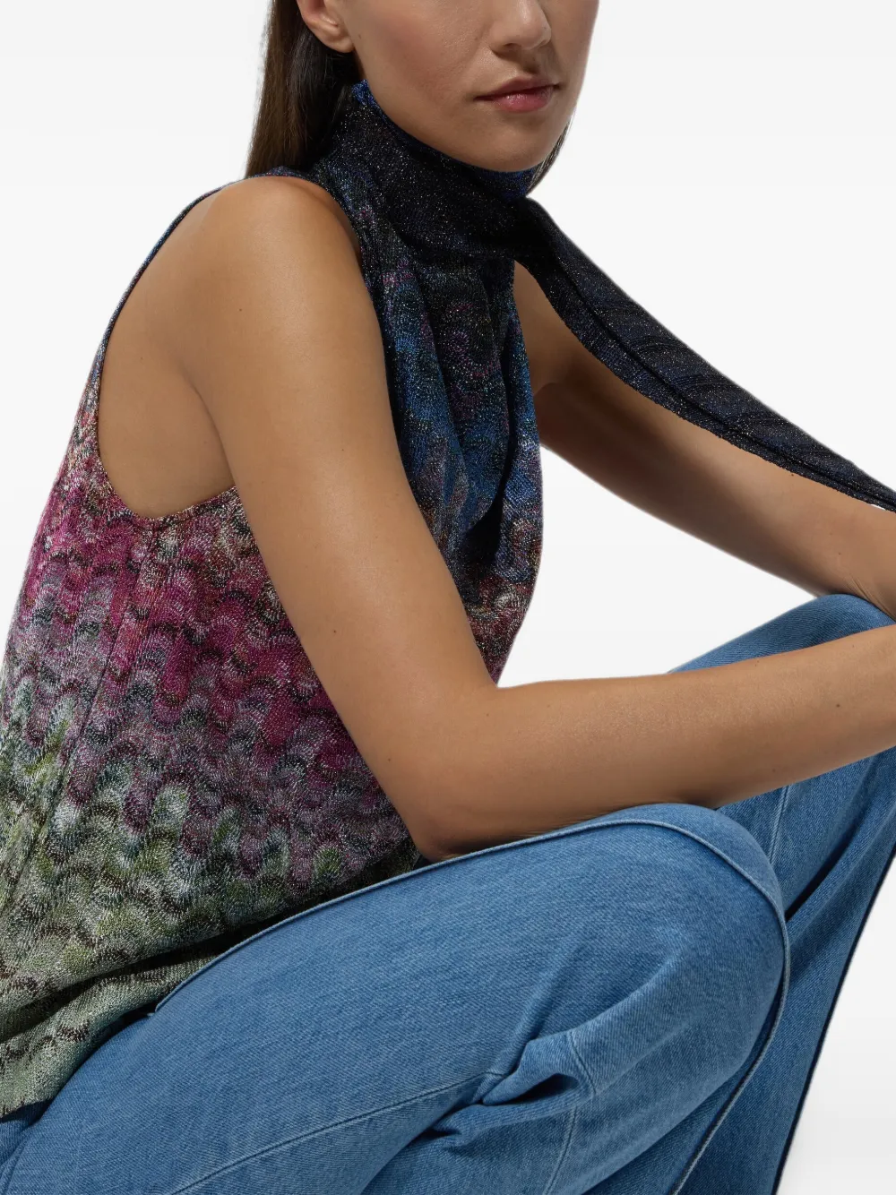 Missoni Top met iriserend caleidoscopisch patroon Blauw