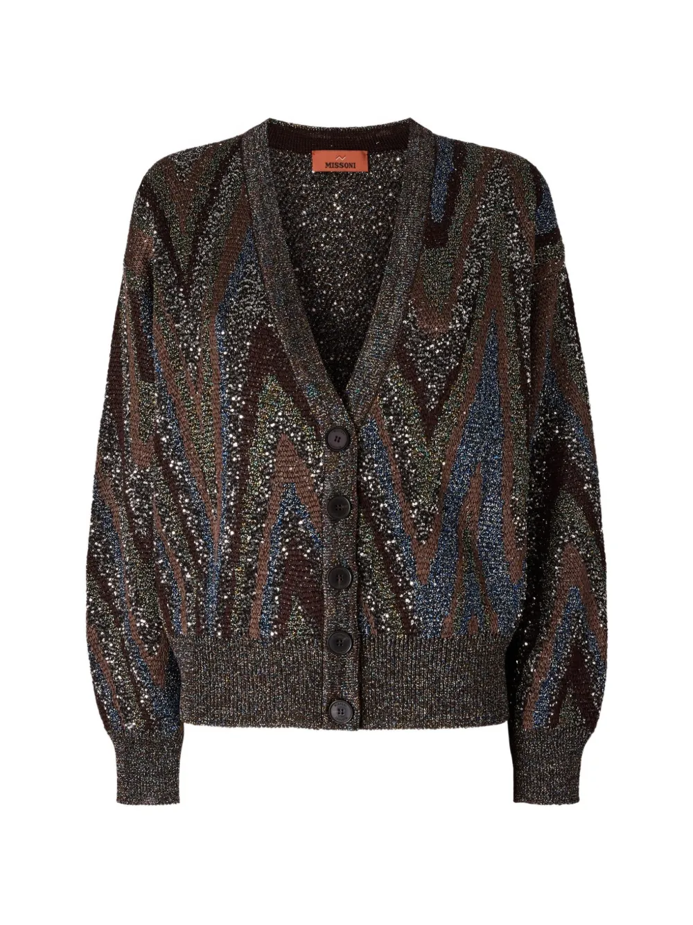 Missoni Zick-Zack-Strickjacke mit Pailletten - Grau