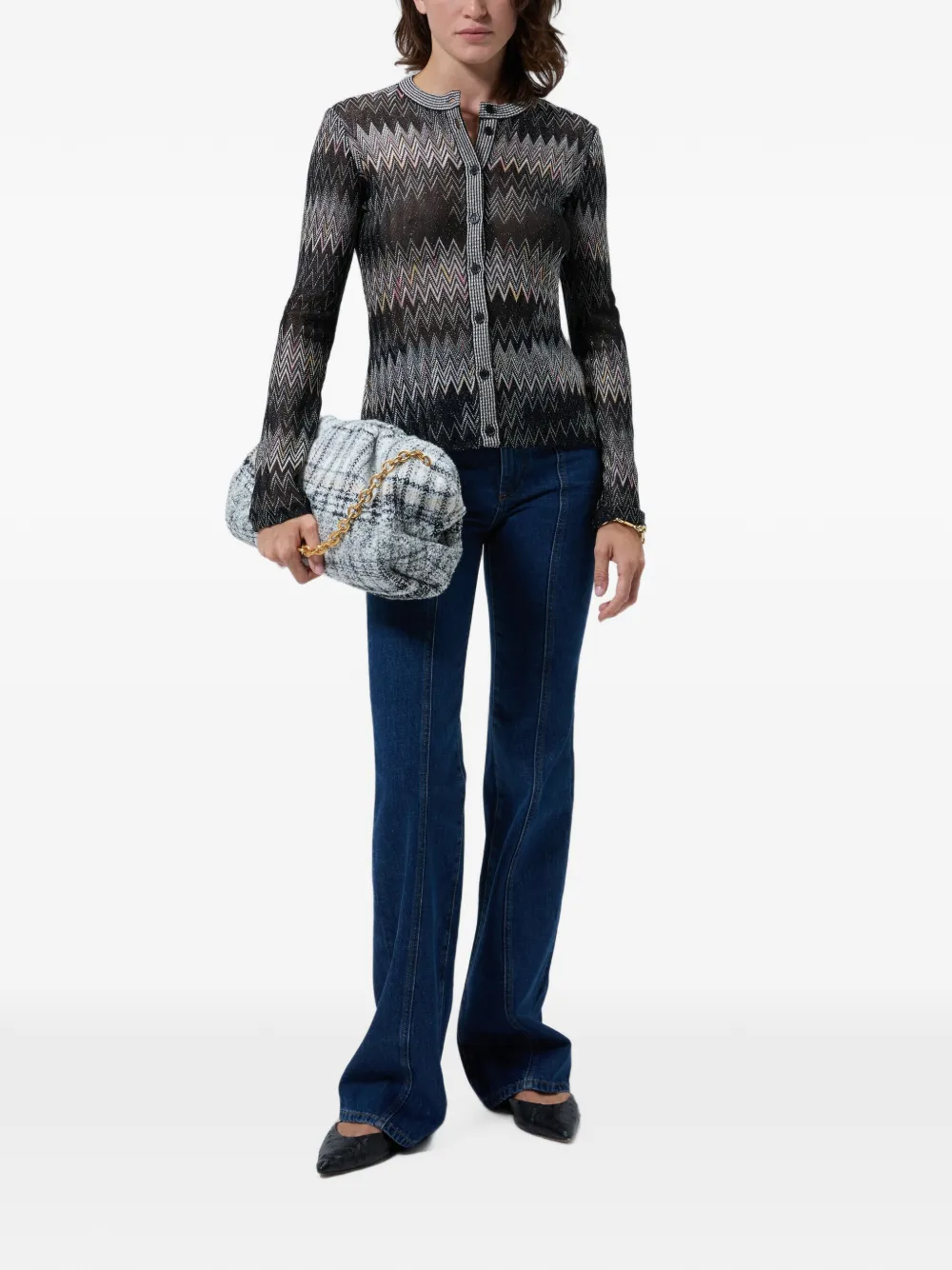 Missoni Viscose lamé vest met ronde hals en Chevron-patroon Zwart
