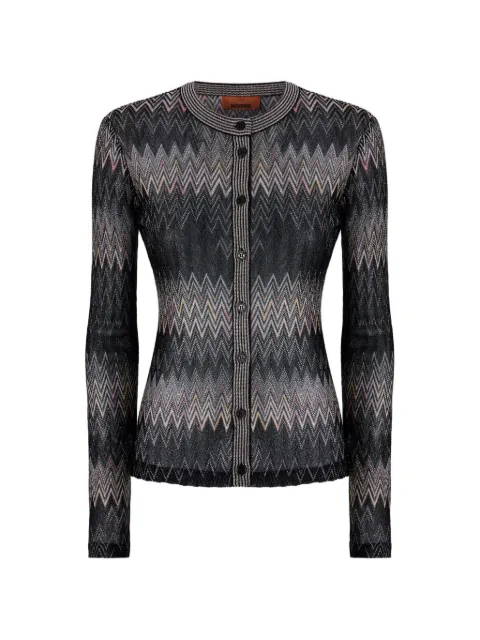 Missoni viscose lamé Chevron crewneck cardigan