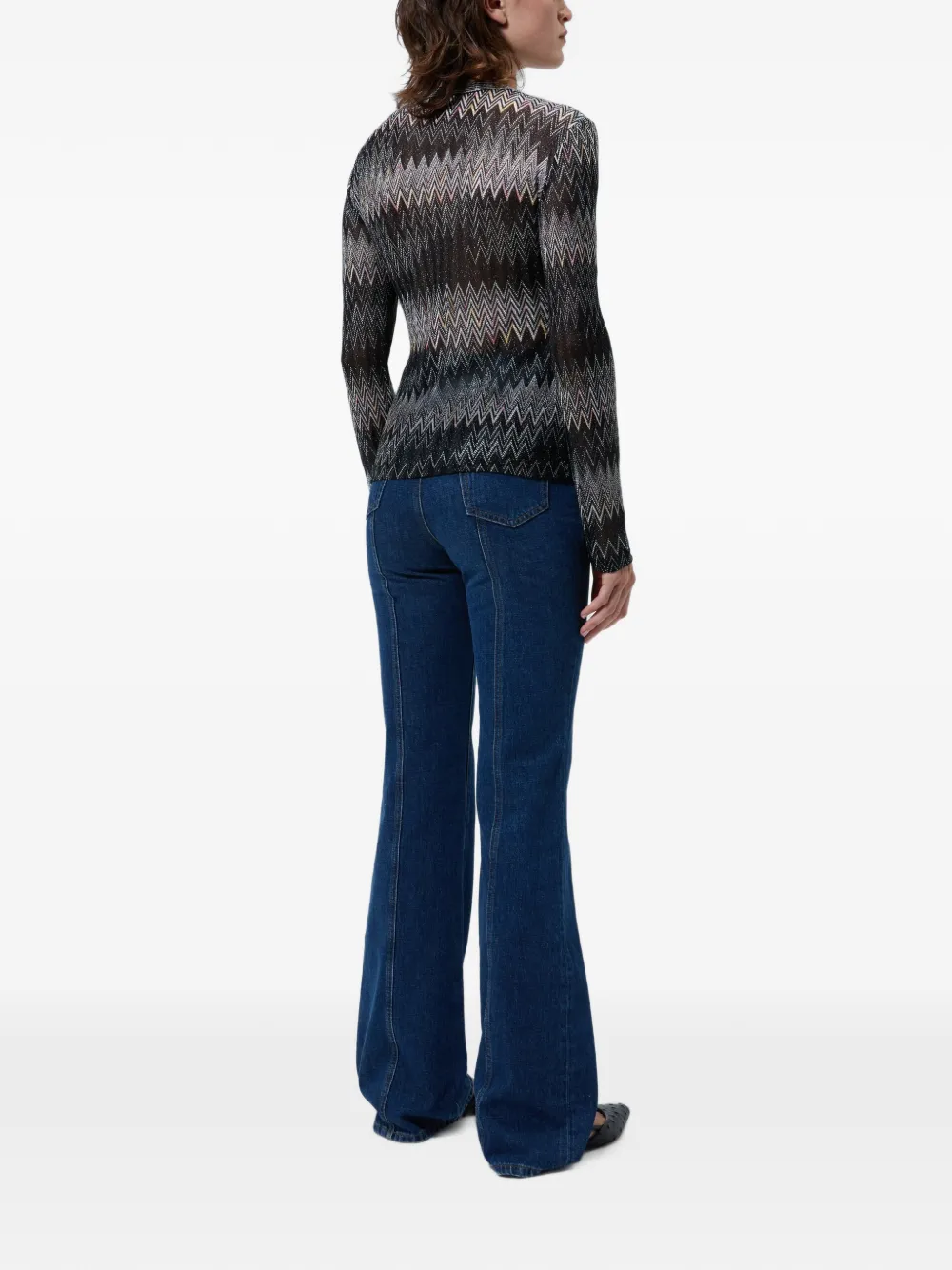 Missoni Viscose lamé vest met ronde hals en Chevron-patroon Zwart