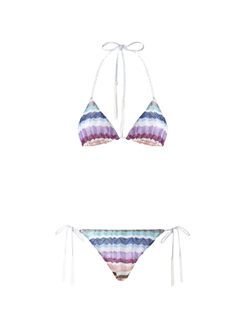 Missoni Zigzag-knit tassel-detail bikini - Weiß