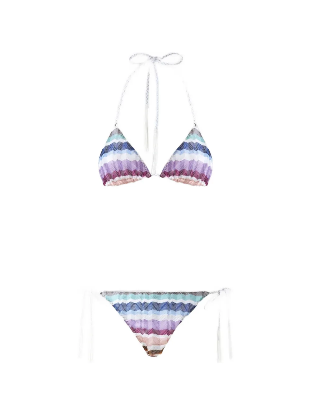 Missoni Zigzag-knit tassel-detail bikini - Bianco