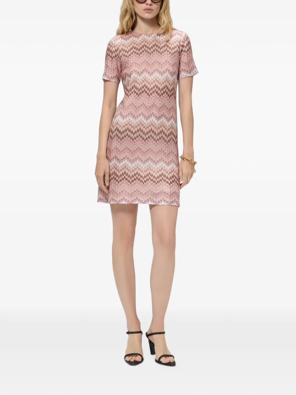 Missoni Viscose mini-jurk met korte mouwen Roze