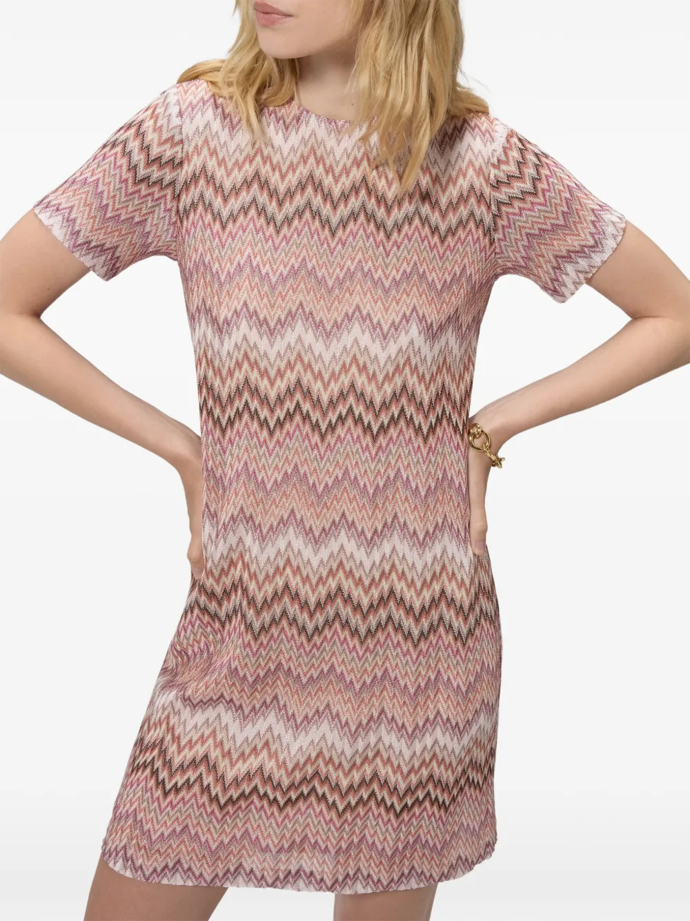 Missoni Viscose mini-jurk met korte mouwen Roze
