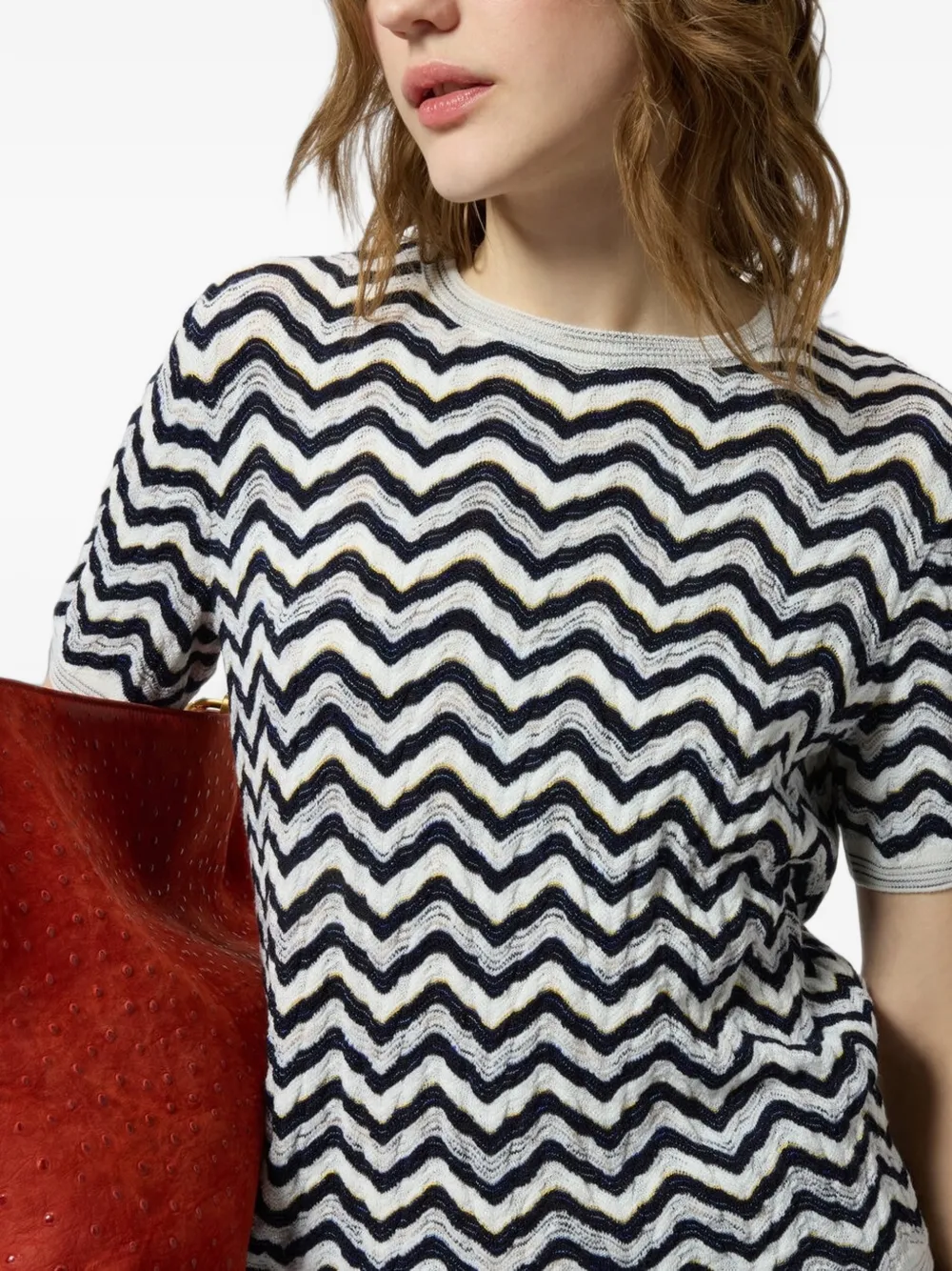 Missoni Trui met korte mouwen en zigzagpatroon Blauw