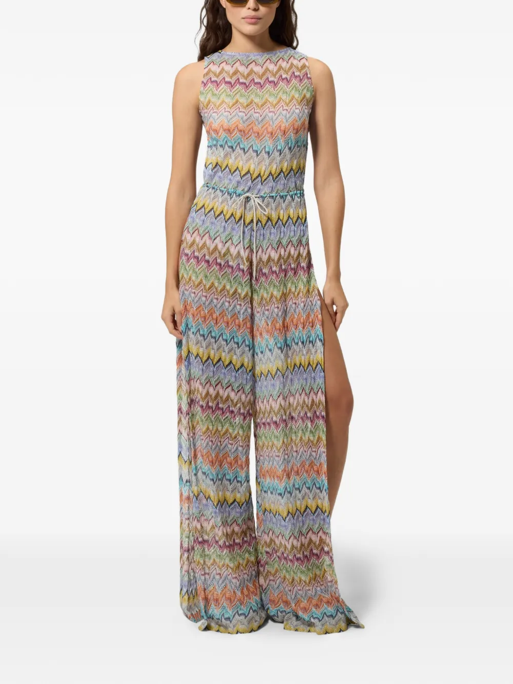 Missoni Lange viscose lamé jumpsuit met uitgesneden details Grijs