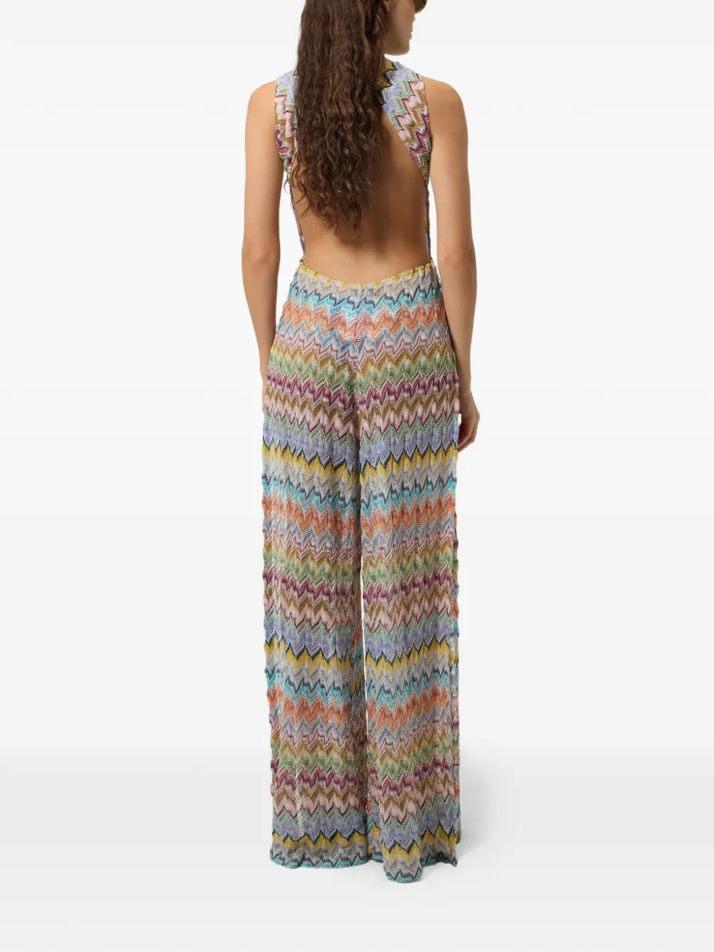 Missoni Lange viscose lamé jumpsuit met uitgesneden details Grijs