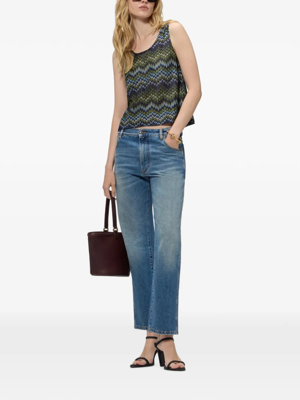 Missoni Mouwloze viscose top met slangenpatroon Blauw