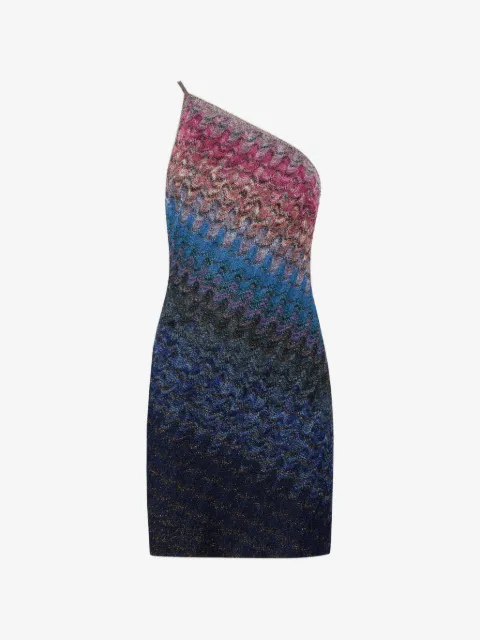 Missoni one-shoulder Zigzag-knit dress