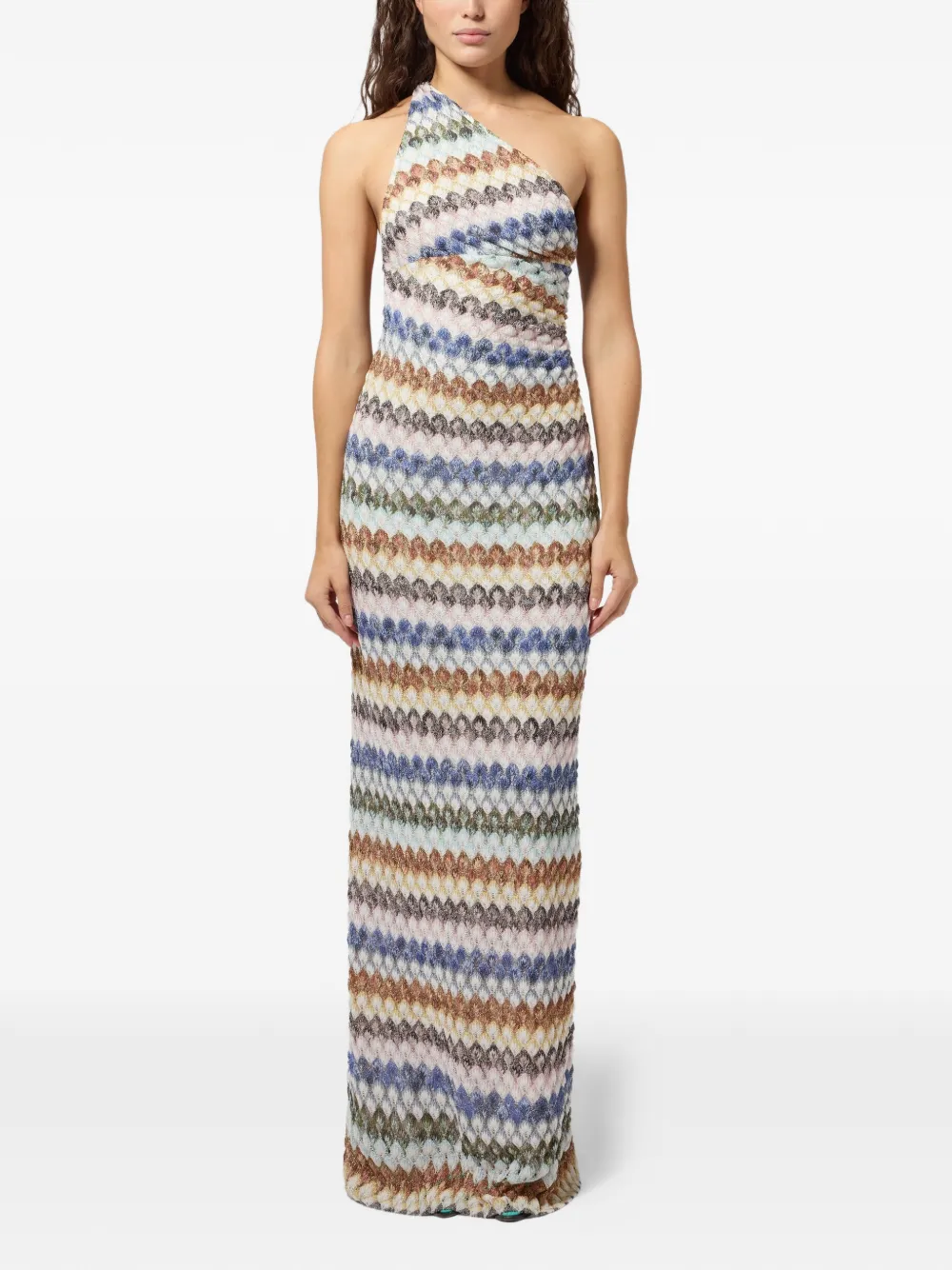 Missoni Asymmetrische jurk met zigzagpatroon Blauw