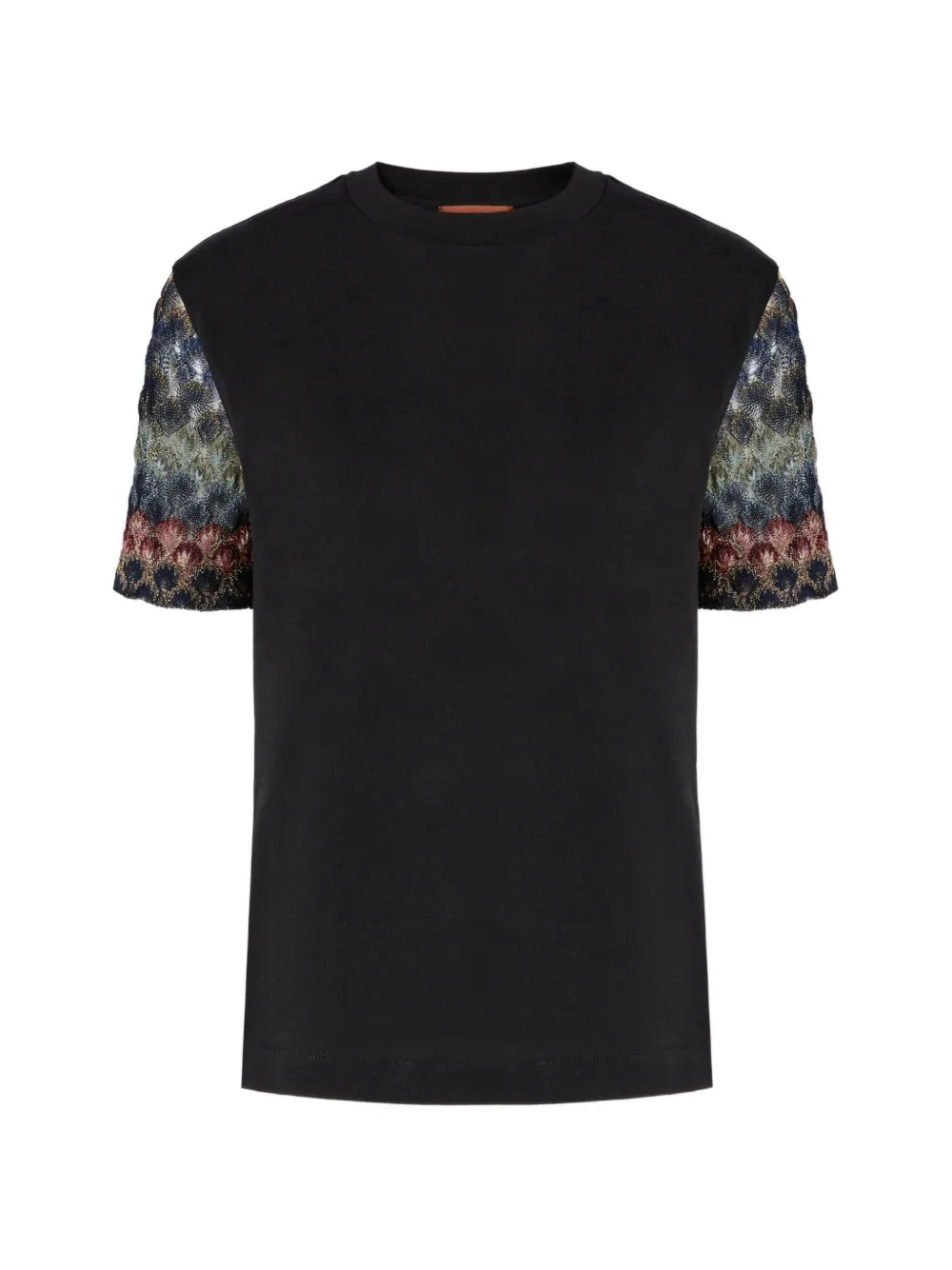 Missoni T-shirt girocollo in cotone con dettaglio chevron - Nero