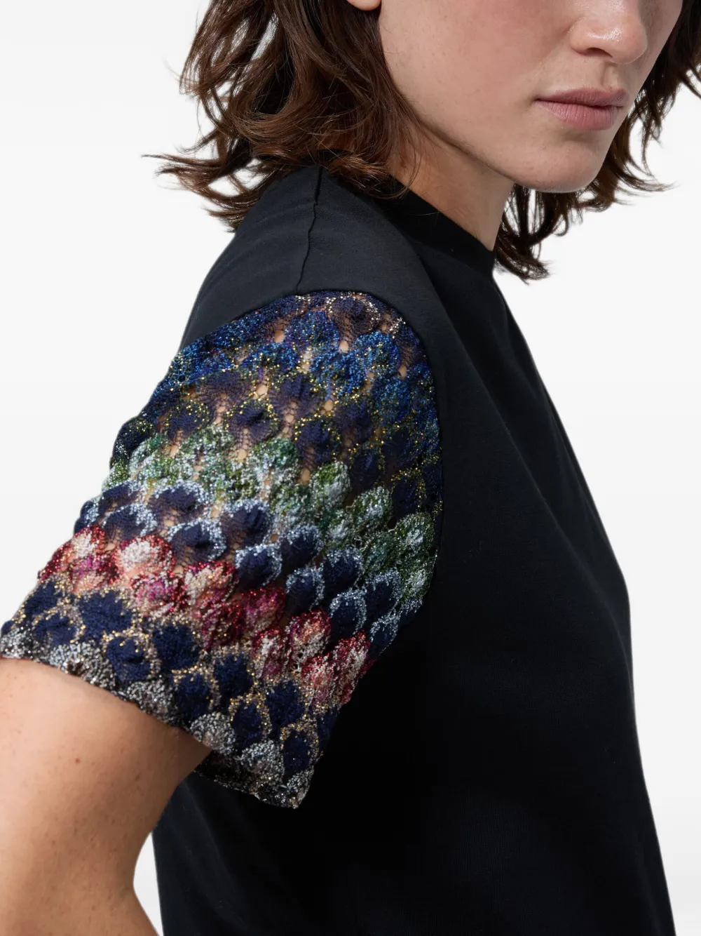 Missoni Katoenen T-shirt met ronde hals en Chevron-details Zwart