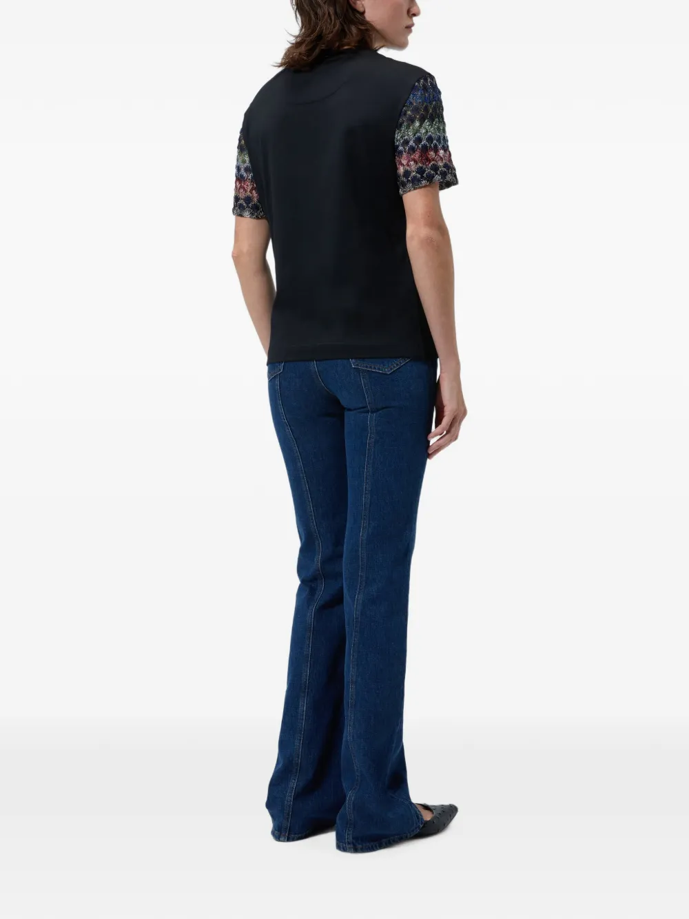 Missoni Katoenen T-shirt met ronde hals en Chevron-details Zwart