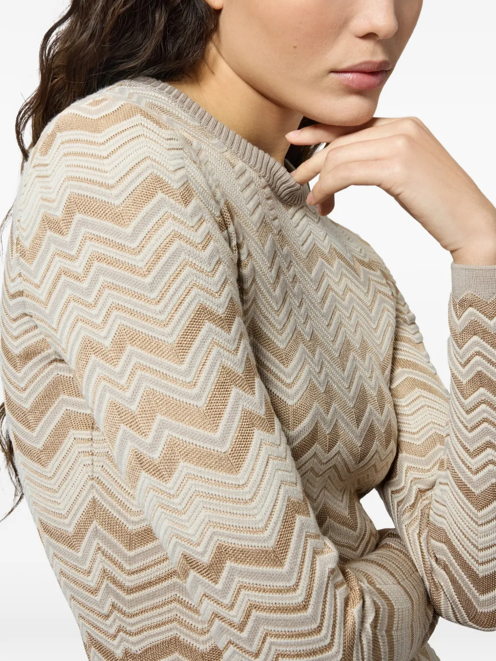 Missoni Jurk met zigzag patroon Beige