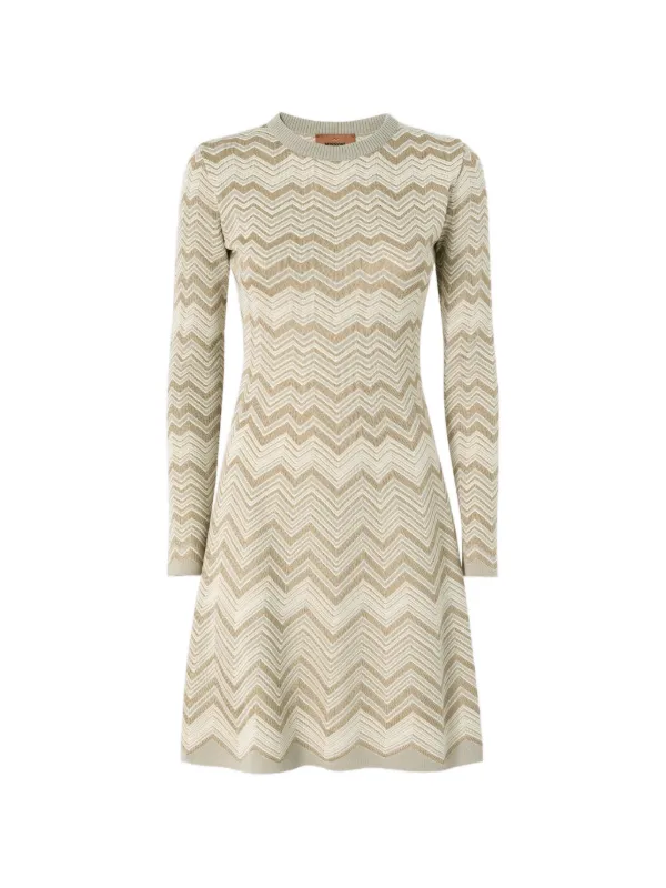 missoni long sleeve dress Zig zag crewneck Missoni long-sleeve Mini Dress |